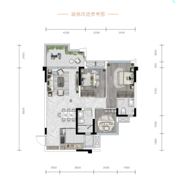 锐德天汇3室2厅1厨2卫建面90.00㎡