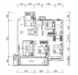 荣盛秀容府3室2厅1厨2卫建面119.00㎡