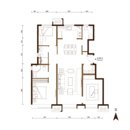 万科宝坻城市之光3室2厅1厨2卫建面125.00㎡