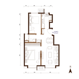 万科宝坻城市之光2室2厅1厨1卫建面85.00㎡