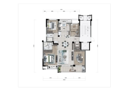 轨交万科·湛蓝晓月4室2厅1厨2卫建面125.00㎡