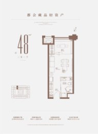 万科大都会中山1室1厅1厨1卫建面48.00㎡