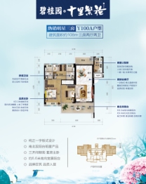 碧桂园十里繁花3室2厅1厨2卫建面108.00㎡