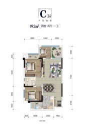 时代云著2室2厅1厨1卫建面92.00㎡