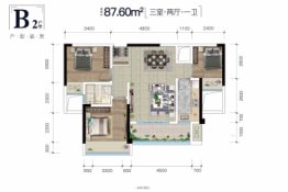 时代云著3室2厅1厨1卫建面87.60㎡