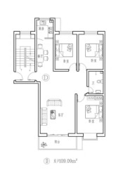 盛世中华五期3室2厅1卫建面109.09㎡