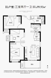 聚丰·高新首府3室2厅1厨1卫建面99.93㎡