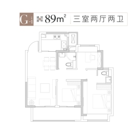 大华公园荟3室2厅1厨2卫建面89.00㎡