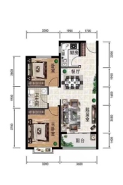 柳岸新居2室2厅1厨1卫建面85.00㎡