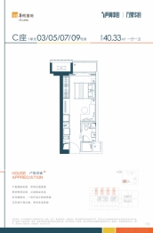 华润笋岗中心万象华府1室1厅1厨1卫建面40.33㎡