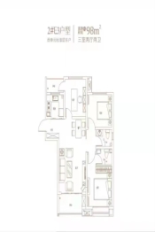 雅筑揽山阳光院子3室2厅1厨2卫建面98.00㎡