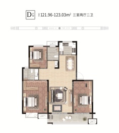 港利·上城3室2厅1厨2卫建面122.00㎡