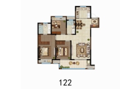 吾悦·虎踞龙蟠3室2厅1厨2卫建面122.00㎡