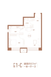 新松·未来ONE1室1厅1厨1卫建面57.00㎡