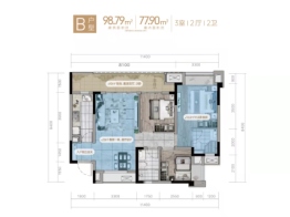 欧麓花园城·博雅郡3室2厅1厨2卫建面98.79㎡