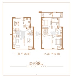 龙旺·闽越水镇·华府壹号2室2厅1厨2卫建面88.00㎡