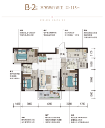 瑞岭尚郡3室2厅1厨2卫建面115.00㎡