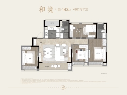 桂语云间4室2厅1厨2卫建面143.00㎡