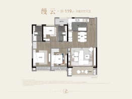 桂语云间3室2厅1厨2卫建面119.00㎡