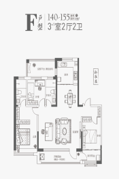 金鼎盛湖壹号3室2厅1厨2卫建面140.00㎡