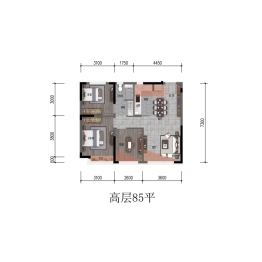 汇置公园City3室2厅1厨1卫建面85.00㎡