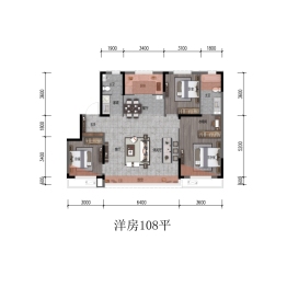 汇置公园City3室2厅1厨2卫建面108.00㎡