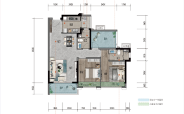 美的龙光玖悦台2室2厅1厨2卫建面95.00㎡