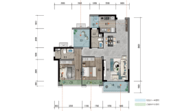 美的龙光玖悦台2室2厅1厨2卫建面89.00㎡