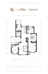 1、2号楼150㎡户型B户型
