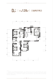 学苑馨城3室2厅1厨2卫建面128.00㎡