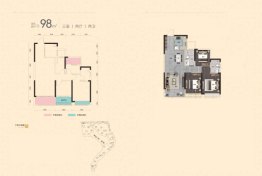 紫华郡3室2厅1厨2卫建面98.00㎡