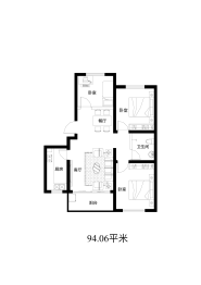 南域熙苑3室2厅1厨1卫建面94.06㎡