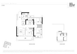 招商·奥体公园3室2厅1厨1卫建面89.00㎡