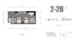 天下云南空港城1室1厅1厨1卫建面50.03㎡