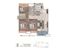 业达卓悦3室2厅1厨2卫建面108.00㎡