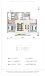 阳光云著3室2厅1厨2卫建面125.00㎡