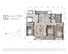 龙湖·春江天曜二期4室2厅1厨3卫建面176.00㎡