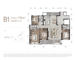 龙湖·春江天曜二期4室2厅1厨3卫建面176.00㎡