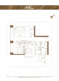 加福华尔登府邸2室2厅1厨1卫建面86.00㎡