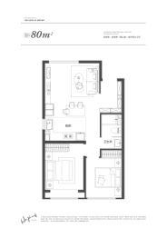 中海和平之门2室2厅1厨1卫建面80.00㎡