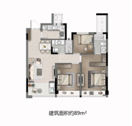 杭州之江明月3室2厅1厨2卫建面88.00㎡