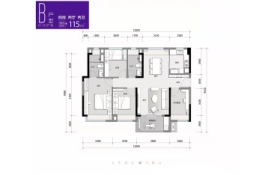 保利紫云4室2厅1厨2卫建面115.00㎡