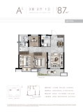 天阅美湖居A户型建面87㎡