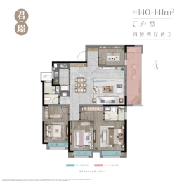 环太湖艺术城·近园4室2厅1厨2卫建面140.00㎡