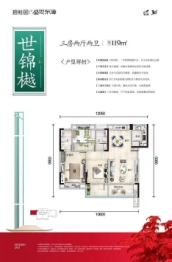 碧桂园盛世东津3室2厅1厨2卫建面119.00㎡