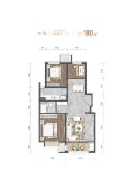 雍祥府3室2厅1厨1卫建面100.00㎡