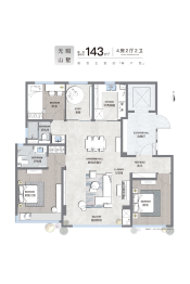 银丰玖玺城4室2厅1厨2卫建面143.00㎡