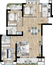 滨江雅筑3室2厅1厨2卫建面110.00㎡