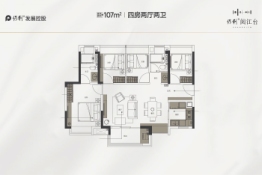 保利阅江台4室2厅1厨2卫建面107.00㎡