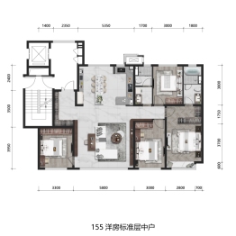 华发龙湖天曜4室2厅1厨2卫建面155.00㎡